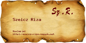 Szeicz Riza névjegykártya